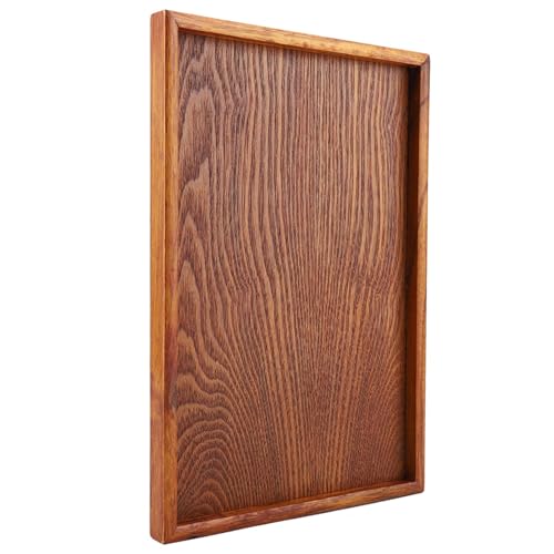 Wählen Sie aus verschiedenen Größen, Holztablett für Tee, Kaffee, Snacks und Getränke, bequem und effizient, ideal für Home Office (35 x 24 cm) von Tnfeeon