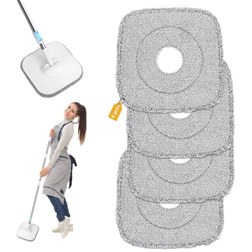 Tnhsvp 4 Stück Mikrofaser Ersatzpads für Alanberg Bodenwischer Set,22x22cm Wischpads Ersatzbezug für Alanberg Wischmopp Zubehör, für Alle Flecken Entfernen Boden Cleaning Mop von Tnhsvp