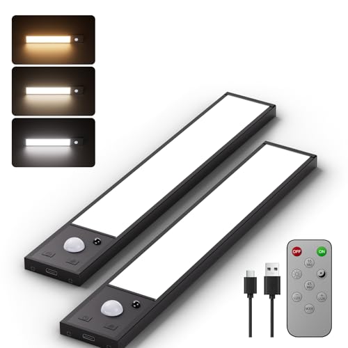LED Unterbauleuchte Küche mit Bewegungsmelder,Dimmbar Wiederaufladbar Schrankbeleuchtung Hell USB Aufladbar Lichtleiste für Schrank Treppe Flur-7.8 inch von Tnight