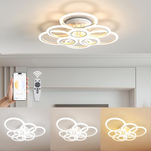 Tnight LED Deckenlampe Modern,9 Ringe 120W Dimmbare Deckenleuchte Wohnzimmer mit Fernbedienung Smart App 2700K-7000K Helligkeit Einstellbar,Wohnzimmerlampe Schlafzimmerlampe Küche mit Memory Funktion Tnight LED Deckenlampe Modern,9 Ringe 120W Dimmbare Deckenleuchte Wohnzimmer mit Fernbedienung Smart App 2700K-7000K Helligkeit Einstellbar,Wohnzimmerlampe Schlafzimmerlampe Küche mit Memory Funktion von Tnight