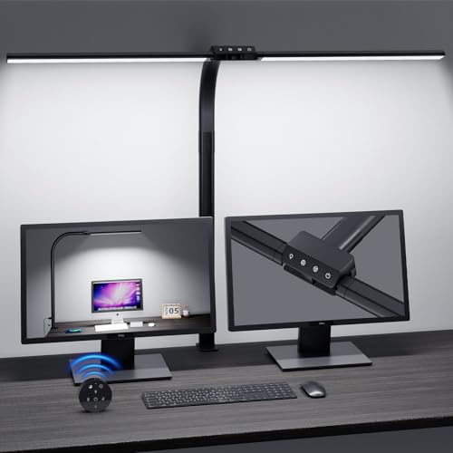 Tnight Schreibtischlampe, 2400 lm, Doppelkopf-LED-Schreibtischlampe für Heimbüro, 24 W Augenpflege, Touch-Steuerung, 5 Farbmodi x 10 Helligkeitsstufen, Timmer und Memory-Funktion, Schwarz Tnight Schreibtischlampe, 2400 lm, Doppelkopf-LED-Schreibtischlampe für Heimbüro, 24 W Augenpflege, Touch-Steuerung, 5 Farbmodi x 10 Helligkeitsstufen, Timmer und Memory-Funktion, Schwarz von Tnight