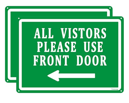 Schilder für die Vordertür mit Pfeil links, 35,6 x 25,4 cm, Metall, reflektierend, stabil, rostbeständig, wetterfest, einfach zu installieren, für den Außenbereich, 2 Stück Schilder für die Vordertür mit Pfeil links, 35,6 x 25,4 cm, Metall, reflektierend, stabil, rostbeständig, wetterfest, einfach zu installieren, für den Außenbereich, 2 Stück von Tnovog