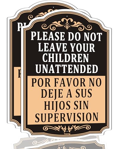 Zweisprachiges Verkehrsschild, Aufschrift "Please Do Not Leave Your Children Unattended", 35,6 x 25,4 cm, Metall, reflektierend, rostfreies Aluminium, UV-geschützt, wasserdicht, stabil, einfache Zweisprachiges Verkehrsschild, Aufschrift "Please Do Not Leave Your Children Unattended", 35,6 x 25,4 cm, Metall, reflektierend, rostfreies Aluminium, UV-geschützt, wasserdicht, stabil, einfache von Tnovog