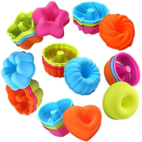 To encounter 24Pack Silicone Molds, Nonstick 2 3/4 inches Silicone Donut Mold, Silicone Baking Cups, Silicone Donut Pan, Muffin, Jello, Bagel Pan, Oven- Microwave- Dishwasher Safe von To encounter