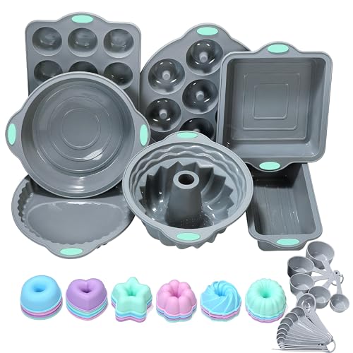 To encounter 31 Stück Silikon Backformen Set – 7 Silikon Backformen 24 Muffin Donut Formen, Antihaftbeschichtete mit Metallverstärktem Rahmen, Mehr Stärke, Hellgrau To encounter 31 Stück Silikon Backformen Set – 7 Silikon Backformen 24 Muffin Donut Formen, Antihaftbeschichtete mit Metallverstärktem Rahmen, Mehr Stärke, Hellgrau von To encounter