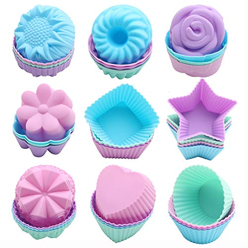 To encounter 36 Stück Silikon Cupcake Backförmchen antihaftbeschichtet Muffinförmchen 9 Formen wiederverwendbar SilikonKuchenformen leicht zu reinigen Muffinformen ofen mikrowellen spülmaschinenfest von To encounter