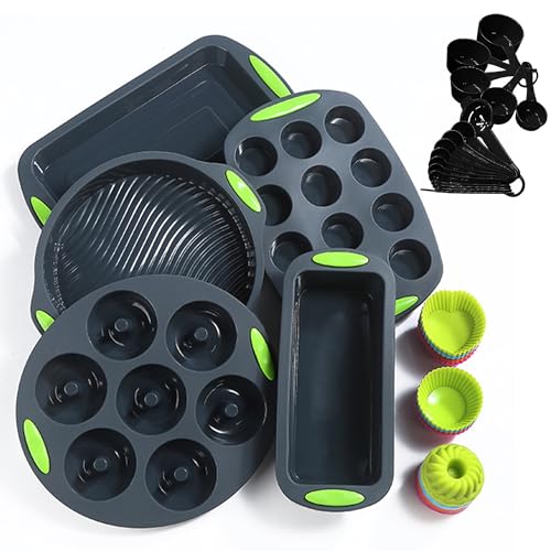 To encounter 41 Pieces Silicone Baking Pan Set, Silicone Cake Molds, Baking Sheet, Donut Pan, Silicone Muffin Pan with 36 Pack Silicone Baking Cups, Dishwasher Safe von To encounter