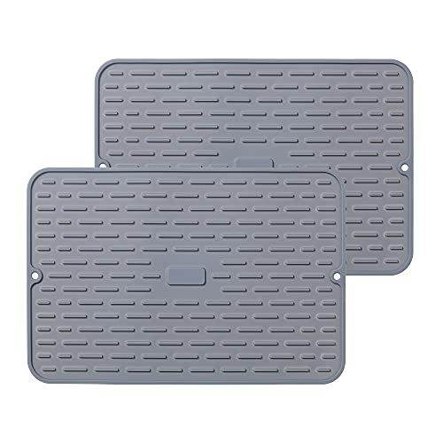 To encounter Silikon-Trockenmatte - 38.2 x 25.3cm (15" x 10") - 2er-Set Flexible Gummi-Trockenmatte, hitzebeständiger Untersetzer aus Silikon, Abtropfmatte für Geschirr, Spülenmatte von To encounter