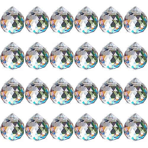 ToBeIT 24pcs Kristall Sonnenfänger Zaubert Lichtreflexe Dekoanhänger Kristall Sonnenfänger,Kristalle Deko Anhänge,Kristall Regenbogen für Garten Dekoration/Zuhause (G-24pcs) von ToBeIT
