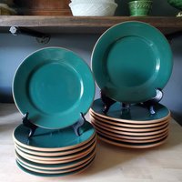 Vintage Römertopf Terra Rosa Teller Jägergrün Glasiertes Geschirr von ToBeTheBeeAndFlower