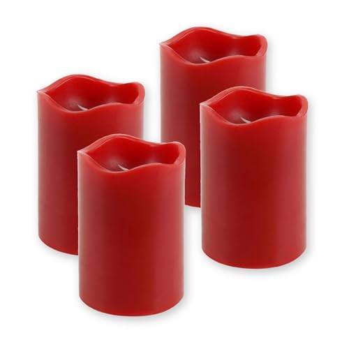 LED Echtwachs-Kerze in Rot Timer Ø7x9 cm : 4er-Set LED Echtwachs-Kerze in Rot Timer Ø7x9 cm : 4er-Set von ToCi