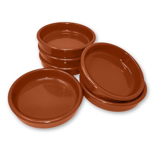 ToCi 4er-Set Tapas-Schalen Braun Auflaufform | 230 ml Cazuela Schale | Ton-Dessertschalen Schälchen Mediterran Ø 15 cm | Traditionelle Tonware aus Spanien von ToCi