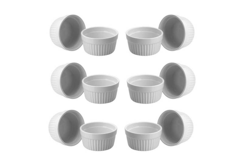 ToCi Auflaufform Creme Brulee Schälchen Sets 9 cm Förmchen aus Keramik 185 ml Weiß, (12-St) von ToCi