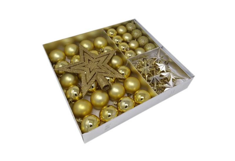 ToCi Christbaumschmuck 45 tlg. Set Weihnachtskugeln Gold Christbaumkugeln Baumschmuck von ToCi