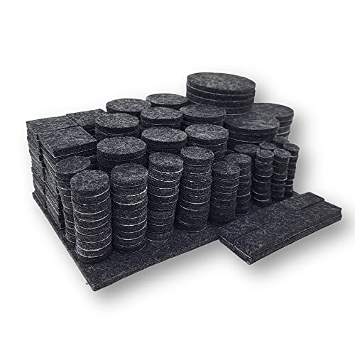 300 x Filzgleiter selbstklebend – Möbelgleiter Set in 8 Größen - Bodenschoner für Stühle, Tische & Möbelbeine – Kratzschutz-Pads mit extra starkem Kleber - Möbelschoner schwarz von ToCi