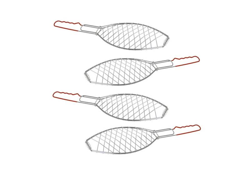 ToCi Grillwender 4 Stk. Fisch-Griller Fischbräter Fisch-Grillzange Fischzange Grillkorb von ToCi
