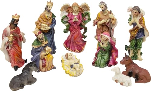 ToCi Krippenfiguren Set Weihnachten mit 11 Figuren (bis 10 cm) im klassischen Design für Krippen Weihnachtsdeko von ToCi
