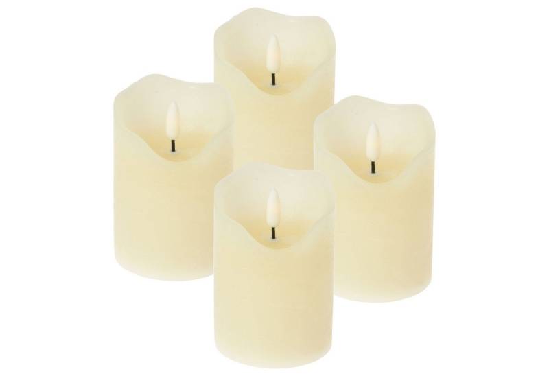 ToCi LED-Kerze 4er-Set LED Echtwachs Kerzen, Timer, Creme, schwarzer Docht Ø7,5x10cm von ToCi