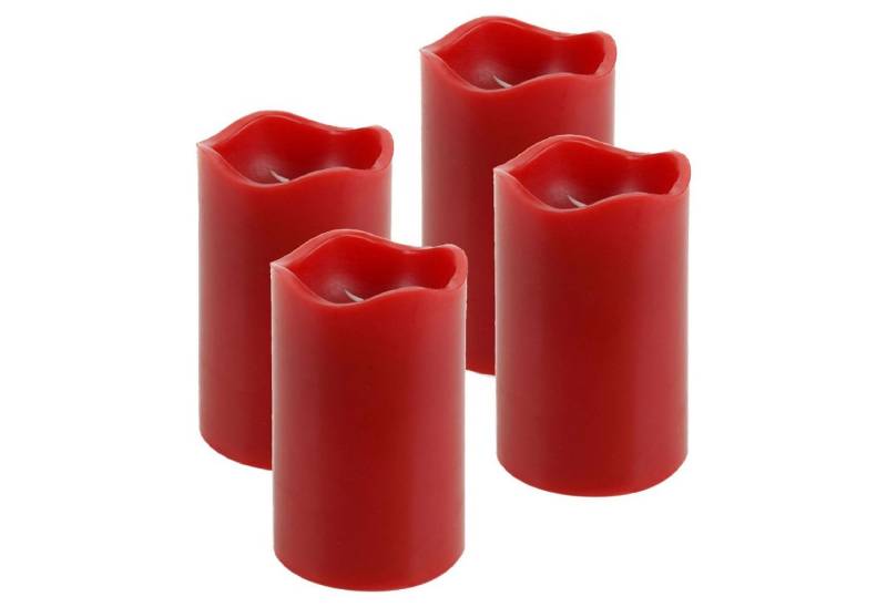 ToCi LED-Kerze 4er-Set LED-Kerze mit Timer Kerzenlicht Echtwachskerze Rot Ø 7x9 cm von ToCi