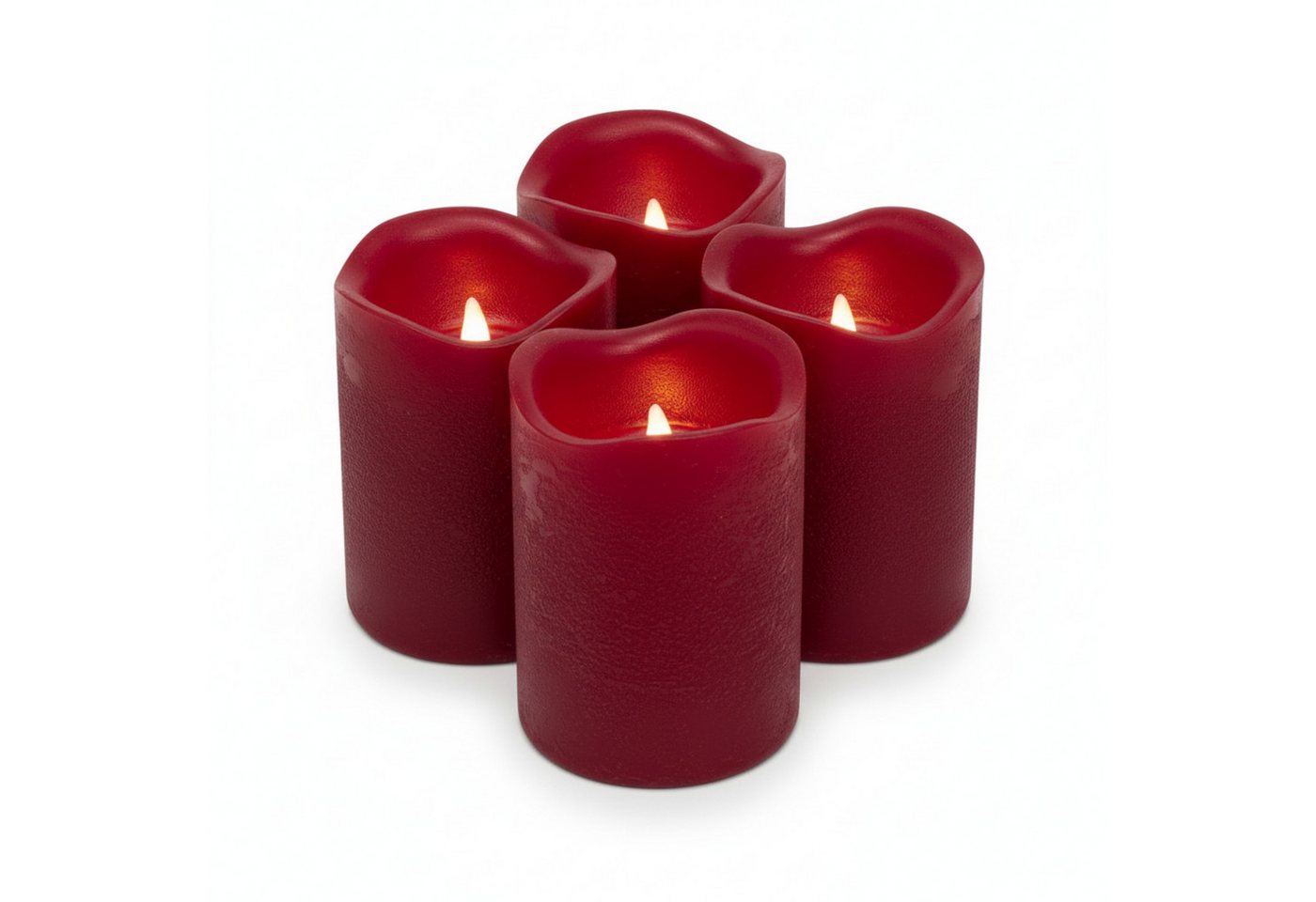 ToCi LED-Kerze 4x LED-Kerze Timer Kerzenlicht Echtwachskerze Dunkelrot Ø 7,5 x 10 cm von ToCi