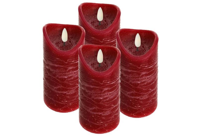 ToCi LED-Kerze LED Echtwachs Kerzen Set Timer schwarzer Docht, Rot, Ø7,5x15cm, 4 Stk. von ToCi