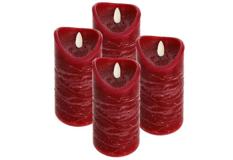 ToCi LED-Kerze LED Echtwachs Kerzen Set Timer schwarzer Docht Rot Ø7,5x12,5 cm 4 Stk. von ToCi
