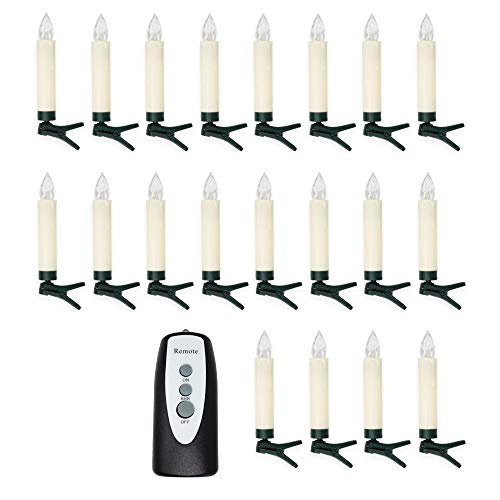ToCi LED Weihnachtskerzen 20 Stück mit Fernbedienung kabellos | Weihnachtsbaumbeleuchtung Christbaumkerzen Weihnachtsbaumkerzen Batterie mit Timer Warm-Weiß von ToCi