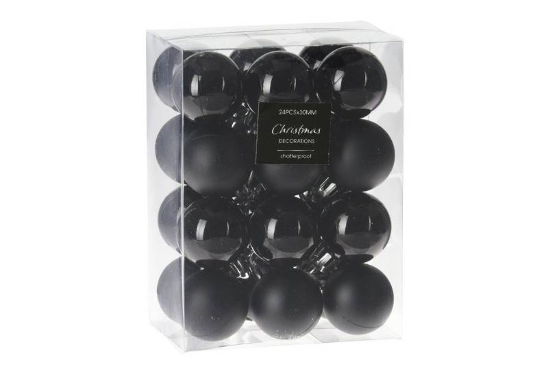 ToCi Weihnachtsbaumkugel 24x Weihnachtskugeln Schwarz Ø3cm Christbaumkugeln Baumschmuck Deko (24 St), Bruchsicher von ToCi
