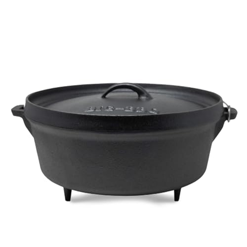 ToCi Dutch Oven Vorgebrannt, Dutch Oven für Brot, Kochen & Grillen, Auslaufsicherer BBQ Oven, Gusseisen Topf mit Deckelheber, Gusseisenpfanne Grill-Topf mit Deckel, Gusseisen Kochtopf 7,2 Liter von ToCis Big BBQ