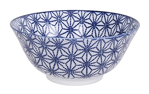 Tokyo Design – Nippon blue - Nudel Ramen Bowl / Müsli-Schalen blau-weiß, Ø 15 cm, ca. 500 ml, asiatisches Porzellan - Japanisches Design mit geometrischen Mustern (Stars) von ToKYO Design