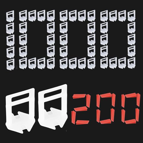 1200 Stück Fliesen Nivelliersystem Set mit 2 mm, 1000 x Abstandhalterklips + 200 x Keile, Ebensystem für Steine und Böden von ToKinCen