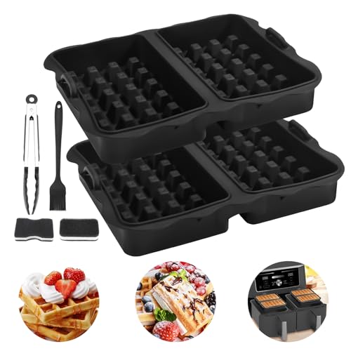 2er-Set Waffelformen aus wiederverwendbarem Silikon, Perfekt kompatibel mit Ninja AF400EU, AF500DE, AF300EU, AF451EU, SL400EU, Heißluftfritteuse Zubehör für köstliche, leicht zubereitete Waffeln von ToKinCen