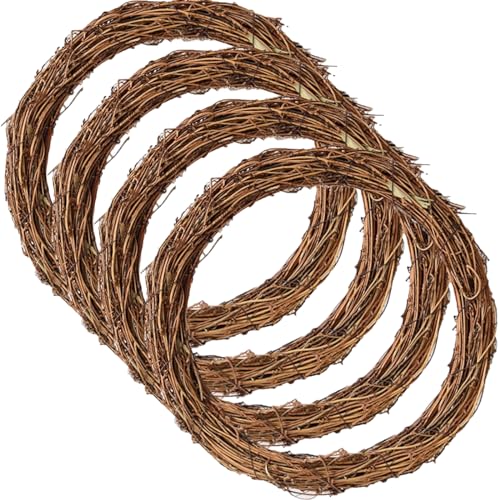 ToKinCen 4 Stücke 25 cm Weinrebe Kranz Rattan Weide Kranz Ring Blank für DIY Handwerk Ostern Frühling Herbst Kranz Handwerk Kranz Hochzeit Party Dekor von ToKinCen