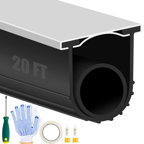 ToLanbbt Gummidichtungen für Garagentore, 6 m, vorgebohrtes Aluminium-Schienenhalter-Set, Garagentor-Wetterabisolier-Set, Universal-U+O-Ring, wetterfester Gummi-Bodenstreifen (4 cm Breite, schwarz) von ToLanbbt