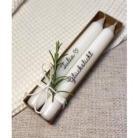 Personalisierte Kerzen Im 2Er Set | Geschenk Mit Wunschtext Handgemacht Liebevoll Verpackt Deko Für Hochzeit, Geburtstag & Tisch von ToLeJu