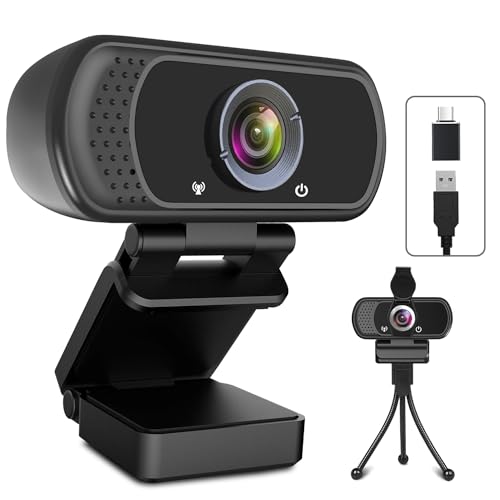 USB C Webcam for PC: 1080P HD Web Cam with Mic,Computer Camera with Privacy Cover & Tripod Stand for MAC Desktop Laptop, Wide Angle Webcam Pro Streaming Web Camera for Zoom/Skype/Teams/Webex von ToLuLu