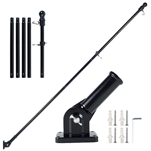 180cm Flaggenmast Edelstahl Teleskop Fahnenmast mit Basis Aus Aluminiumlegierung, Flaggenring, Einstellbare Längen, Suspension, Fahnenstange für Haus, Veranda, Terrasse, Wände, Dächer, Lkws (Schwarz) 180cm Flaggenmast Edelstahl Teleskop Fahnenmast mit Basis Aus Aluminiumlegierung, Flaggenring, Einstellbare Längen, Suspension, Fahnenstange für Haus, Veranda, Terrasse, Wände, Dächer, Lkws (Schwarz) von Toaboa