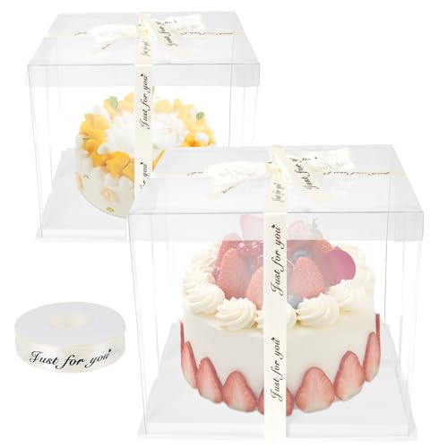 2 Stuck Geschenkbox Durchsichtig 31x31x30cm Cake Box Transparent mit Schleifenband, Riemenlöcher, Vorgefaltete Struktur Tortenkarton Tortenbox Transparent für Geburtstage, Hochzeiten, Feiertage 2 Stuck Geschenkbox Durchsichtig 31x31x30cm Cake Box Transparent mit Schleifenband, Riemenlöcher, Vorgefaltete Struktur Tortenkarton Tortenbox Transparent für Geburtstage, Hochzeiten, Feiertage von Toaboa