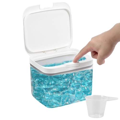 4.5L Waschmittel Aufbewahrung mit Automatischer Pop-Up-Deckel, Waschmittel Pods Aufbewahrung mit Messbecher Luftdichtem Deckel Wasserdicht Geruchsabweisend Waschpulver Box für Waschküche (4.5L) von Toaboa