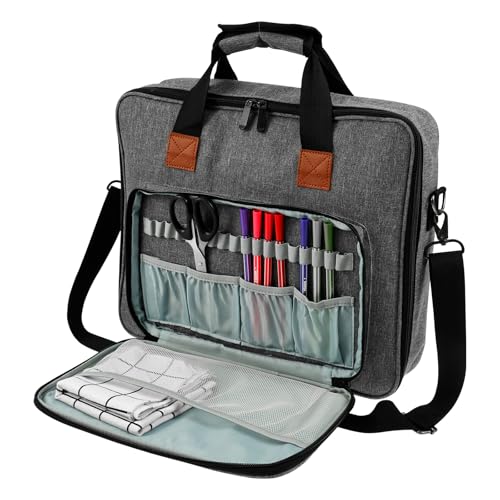 40x31x11cm Kreuzstich Tasche 600D Oxford Handarbeitstasche Reißfestigkeit Mehrere Taschen Stricktasche Aufbewahrung mit Tragegriffe Schultergurte Stick Projekttasche für Stick Lover (Grau) von Toaboa