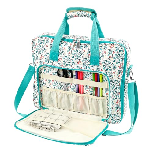 40x31x11cm Kreuzstich Tasche 600D Oxford Handarbeitstasche Reißfestigkeit Mehrere Taschen Stricktasche Aufbewahrung mit Tragegriffe Schultergurte Stick Projekttasche für Stick Lover (Seeblau) von Toaboa