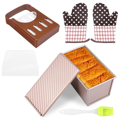 7 Set Toastbrot Backform Antihaftbeschichtung Toastform mit Pinsel Allesschneider Gleichmäßige Wärmeleitung Toast Backform für Brot, Gebäck, Kuchen von Toaboa