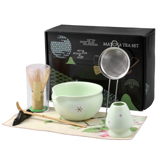 7pcs Keramik Matcha Whisk Set Good Mixing Effect Matcha -Tee -Set Einfach zu greifen Tee -Kit einfach zu reinigen für die Herstellung(Grün) von Toaboa