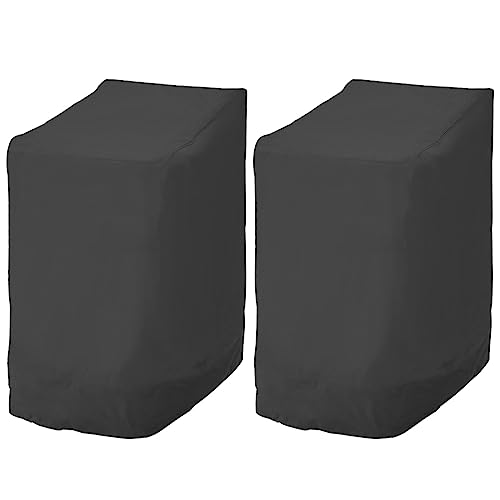 Gartenstuhl Abdeckung 420pu Oxford Cloth Abdeckung Gartenstühle Wasserdicht mit Kordelzug Winddicht 114x85x65cm Abdeckung für Gartenmöbel (Schwarz 2pcs) von Toaboa