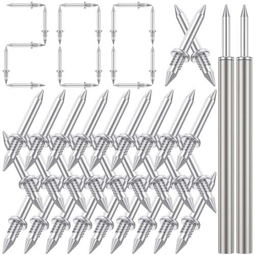 Nahtloser Nagel mit Doppelköpfigem 200pcs Sockelfaden Nahtloser Nagel Sockelleistenschrauben Doppelkopf Sockelfaden Nahtloser Nagel mit 2 einem Nagelspezifischen Hülsenwerkzeug von Toaboa