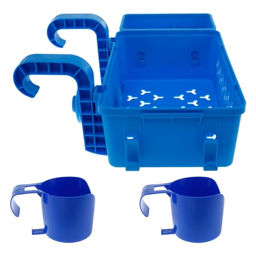 Pool Aufbewahrungskorb Plastik Schwimmbad Korb mit 2 Getränkehalter Einstellbar Pool Korb Poolrand für Schwimmbad Oberirdischen Badewanne (Blau) von Toaboa