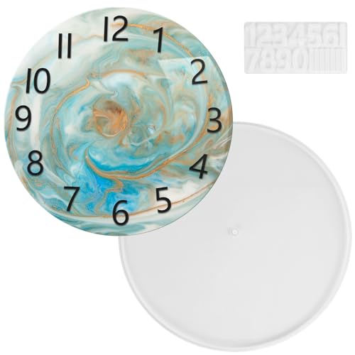 Silikonform Uhr Groß 37cm mit Arabischen/Römischen Ziffern Uhr Wecker Harzform Acryl Runde Uhrherstellungsform DIY-Form für Die Herstellung Großer Uhren Kunsthandwerk(Arabische digitale Vorlage) von Toaboa