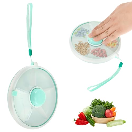 Snack Spinner 18cm Dicht Rotierende Snackbox mit 5 Fächer, Interaktive Schaltflächen, Transparent Abdeckung Snack Box Kinder Spinner für Outdoor, Familien, Party, Schulen Kindergärten (Mintgrün) von Toaboa