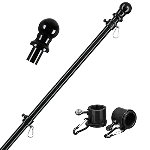 Teleskop Fahnenstange 180cm Edelstahl Fahnenmast 360-Grad-Drehung mit Anti-Roll-Ring, Einstellbare Länge Fahnenmasthalter Suspension Fahnenmast Halterung für Haus, Veranda, Terrasse, Garage von Toaboa