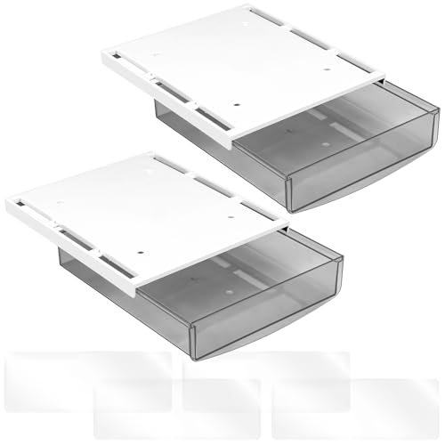 Toaboa 2pcs Kunststoff unter Schreibtischschublade unter Tischlagerschubladen Schleife Schiene Schnappschreiber -Speicherbox Einfach zu acces für Home Office von Toaboa